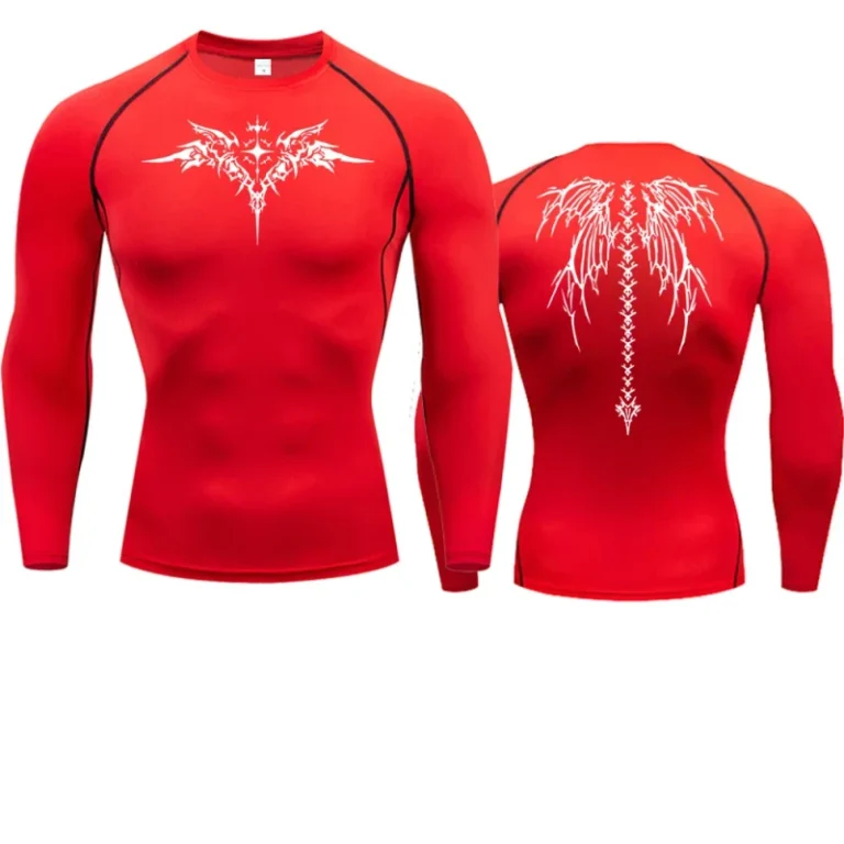 Mens-Anime-Printing-Compression-T-Shirt-Long-Sleeved-Quick-Drying-Fitness-Sportswear-Breathable-180-Grams-Solid-Knitted-Top