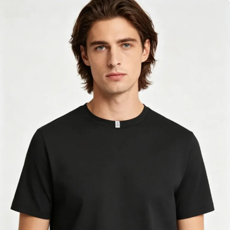 Mens-Blank-Solid-Black-Crew-Neck-T-Shirt-Soft-Breathable-Plain-Short-Sleeve-Tee-for-Custom-Logo-Printing-Casual-Daily-Wear