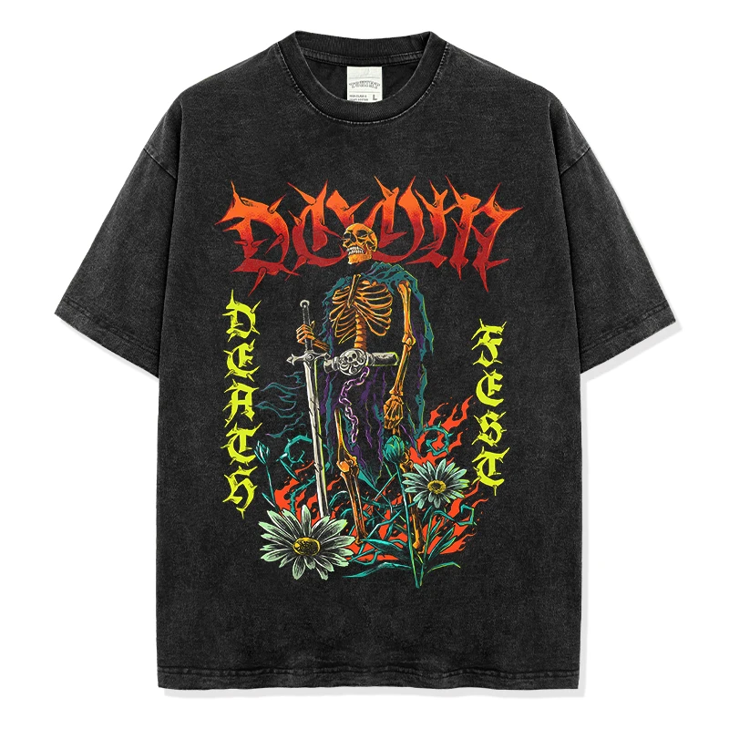 Mens-Casual-Graphic-T-Shirts-Street-Style-100-Cotton-Digital-Printing-Woven-Anti-Pilling-Loose-Fit