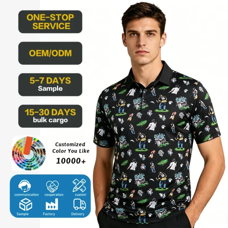 Mens-Casual-Luxury-Golf-T-shirt-Custom-Logo-Short-Stretch-Knitted-Light-Weight-Breathable-Pattern-Print-for-Polo-Golf-1