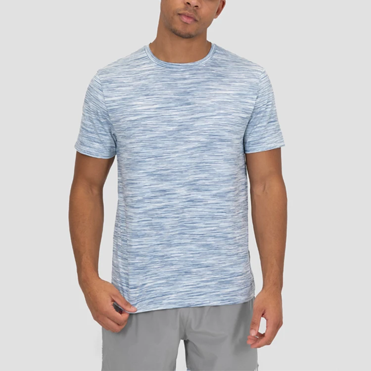Mens-Casual-Short-Sleeve-Solid-Knitted-Eco-Friendly-Hot-Summer-Custom-Regular-Fit-T-Shirt-Quick-dry-Outdoor-Breathable-Heather