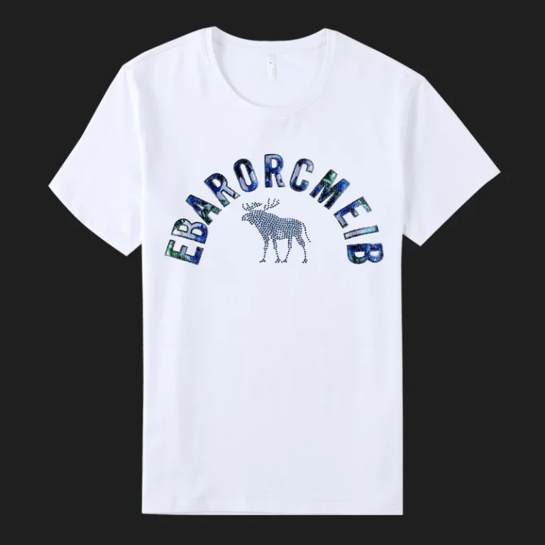 Mens-Casual-Vintage-Patchwork-T-shirt-with-Raised-Rubber-Print-and-Eco-Friendly-Features