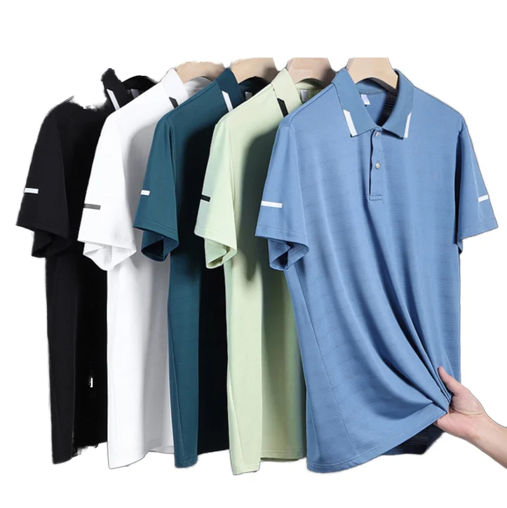 Mens-Classic-Work-Polo-T-Shirt-Summer-Sports-Performance-Golf-Tops-Stylish-Knitted-Fabric-Casual-Button-Design-Short-ODM