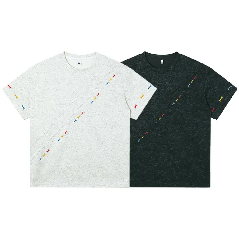 Mens-Colorful-Embroidered-Crew-Neck-T-Shirt-Loose-Fit-Casual-Short-Sleeve-Cotton-Tee-with-Decorative-Stitching
