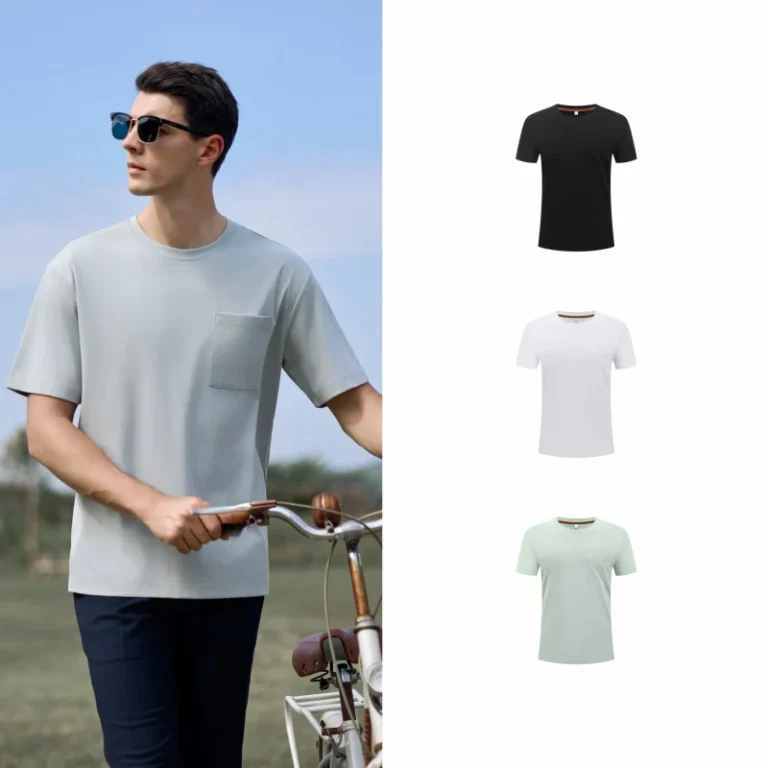 Mens-Cotton-Short-Sleeve-T-Shirt-Business-Top-Simple-Loose-Fit-Pocket-White-Basic-Knitted-Shirt-for-Team-Uniforms