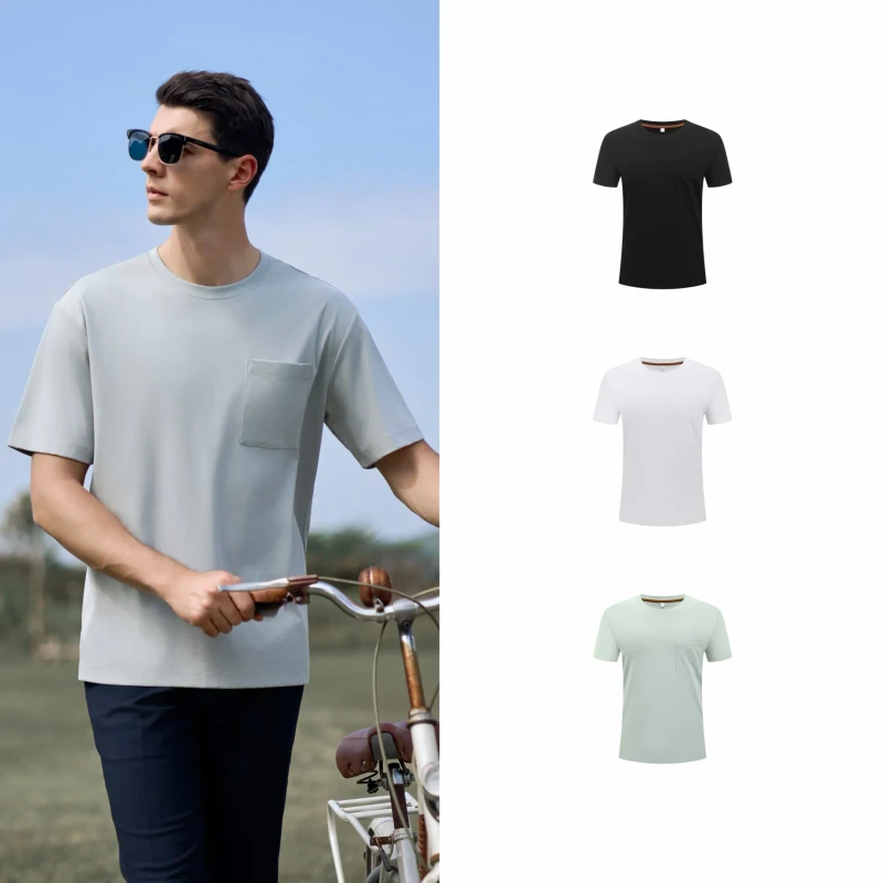 Mens-Cotton-Short-Sleeve-T-Shirt-Business-Top-Simple-Loose-Fit-Pocket-White-Basic-Knitted-Shirt-for-Team-Uniforms