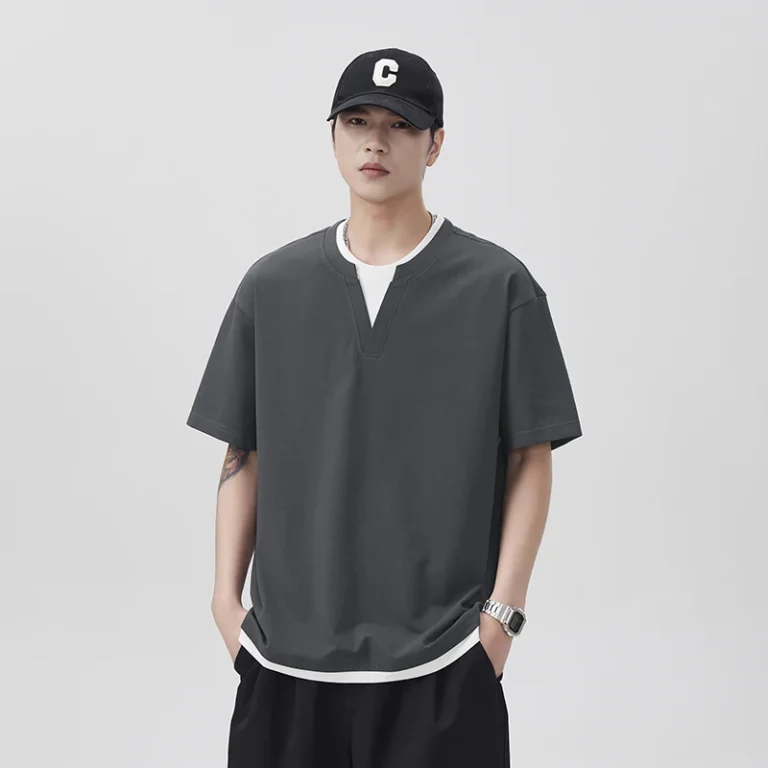 Mens-Cotton-T-Shirt-Crew-Neck-Short-Sleeve-Custom-Logo-Loose-Style-1