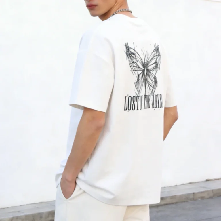 Mens-Cotton-T-Shirt-Custom-220-Grams-Micro-Wide-Version-O-Neck-Casual-Short-Sleeve-Letter-Pattern-Logo-Loose