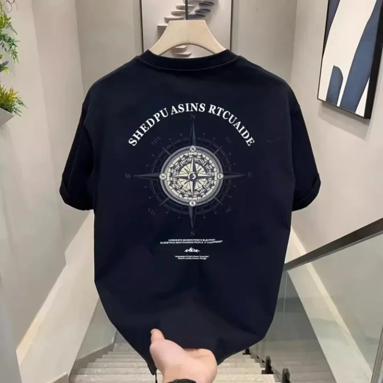Mens-Crew-Neck-Polyester-Short-Sleeve-T-Shirt-Letter-Print-Summer-Casual-Loose-Fit-Versatile-Outdoor-Breathable-Quick-Drying