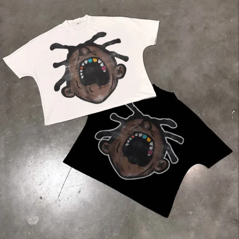 Mens-Cropped-Short-Sleeve-Casual-T-Shirt-100-Cotton-Boxy-Oversized-Design-Thick-Distressed-DTG-Printing-Custom-Logo-Unisex