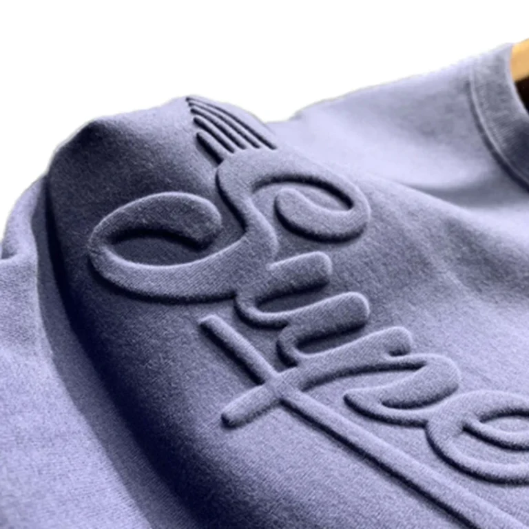 Mens-Custom-3D-Embossed-T-Shirt-100-Cotton-Oversize-Plain-Graphic-Knitted-Fabric-Breathable-with-3D-Emboss-Logo