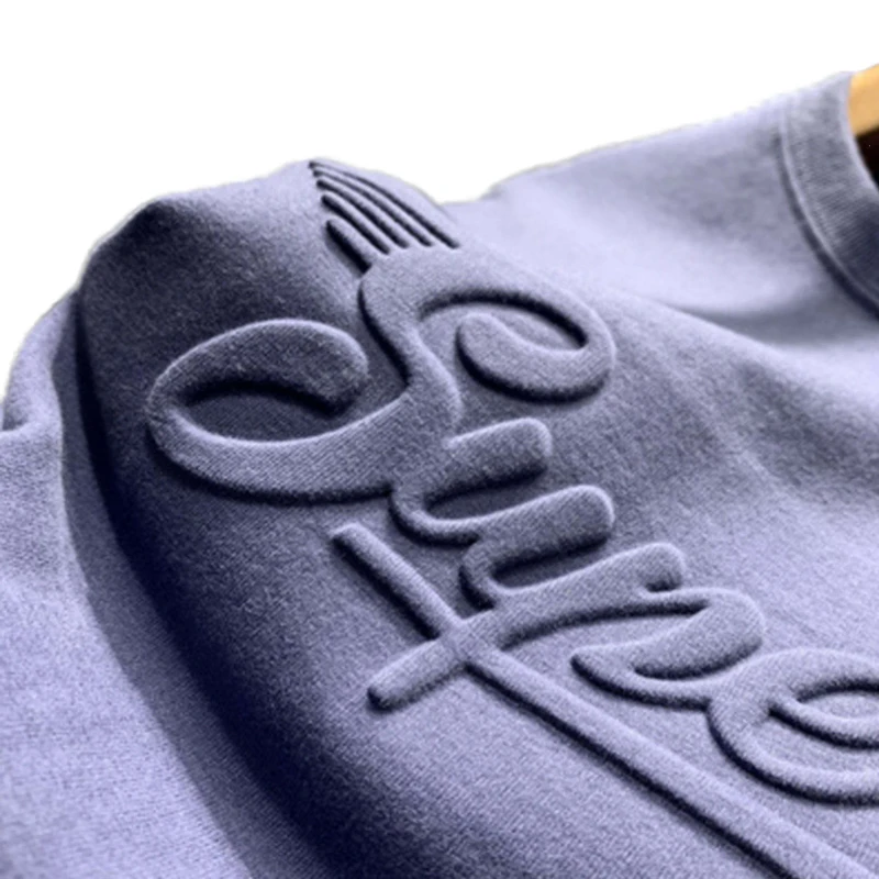 Mens-Custom-3D-Embossed-T-Shirt-100-Cotton-Oversize-Plain-Graphic-Knitted-Fabric-Breathable-with-3D-Emboss-Logo