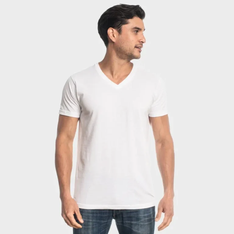 Mens-Custom-Fitted-V-Neck-T-Shirt-Sustainable-Breathable-Soft-Bamboo-Viscose-Jersey-Knitted-Fabric-Screen-Printing