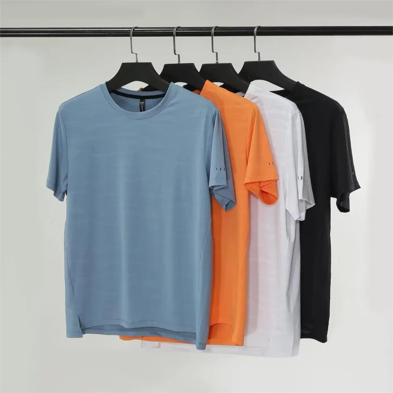 Mens-Custom-Logo-Blank-Sporty-Solid-High-Quality-Workout-Sportswear-Quick-Dry-Breathable-Training-Polyester-Spandex-Short-Sleeve