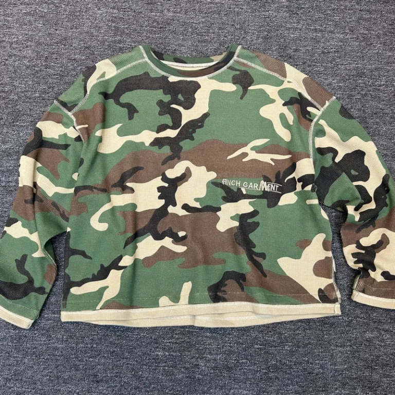 Mens-Custom-Logo-Camouflage-Shirt-Crew-Neck-T-Shirt-DTG-Printing-Long-Sleeve-Waffle-T-Shirt