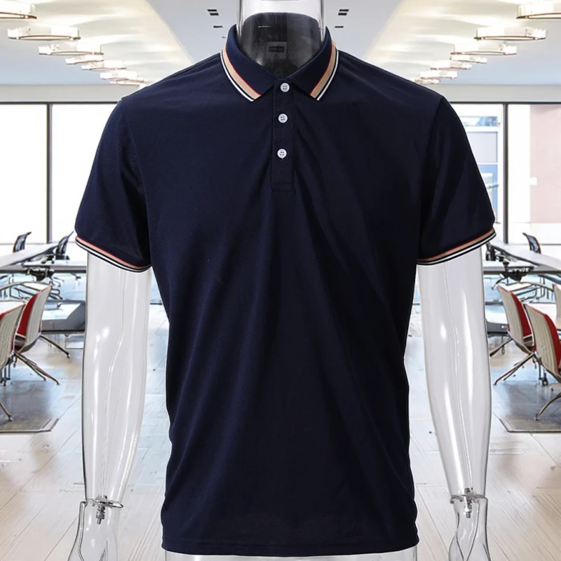 Mens-Custom-Summer-Polo-T-Shirt-High-Knit-Silk-Fabric-Solid-3D-Print-Business-Casual-Style-Lapel-Design-Buttoned-Golf-Shirt