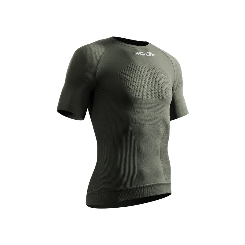 Mens-Gym-Quick-Dry-Anti-Bacterial-Sport-T-Shirt-Breathable-Spandex-Nylon-Short-Sleeve-Zipper-Closure-Button-Up-Collar-New-Top