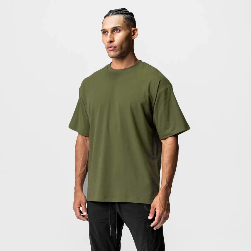Mens-Gym-Sport-T-Shirts-Custom-Logo-Printed-95-Cotton-5-Spandex-Soft-High-Quality-Oversized-Short-Length