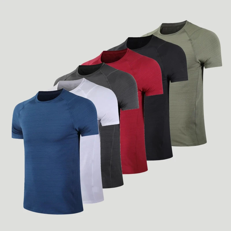 Mens-Gym-T-Shirt-90-Polyester-10-Elastane-Quick-Dry-Moisture-Wicking-Athletic-Performance-Crew-Neck