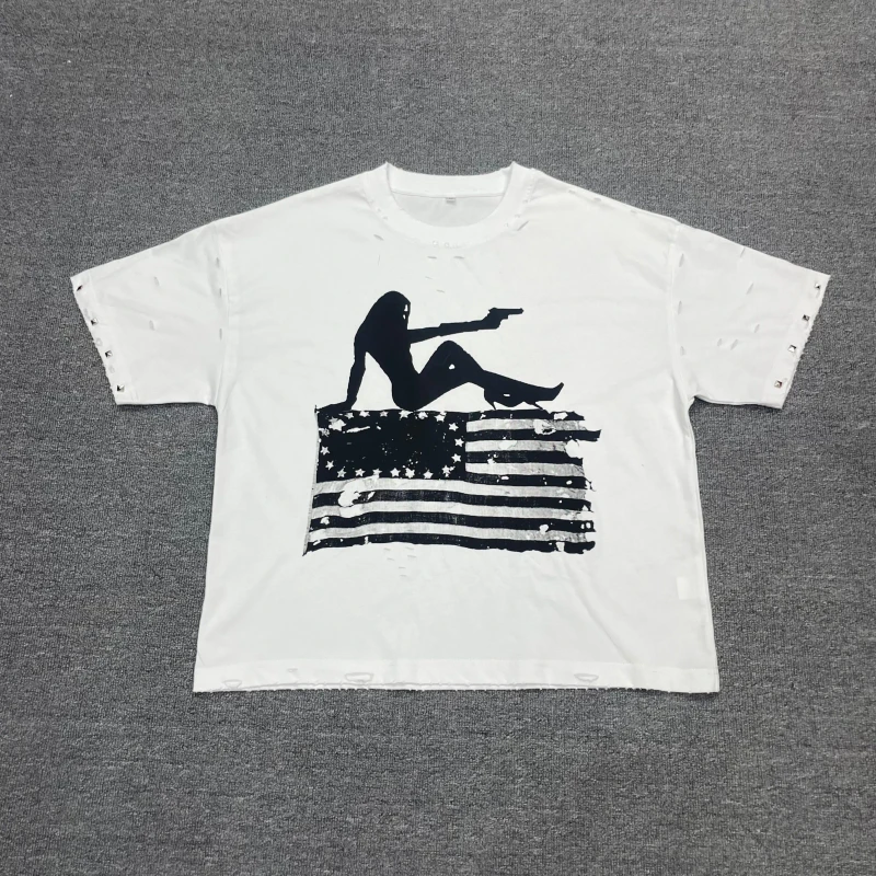Mens-Heavy-Cotton-High-Quality-Cropped-Tee-Vintage-Distress-DTG-Printed-Logo-Boxy-Fit-Eco-Friendly-Shirts-Studs-Cuff-T-Shirts