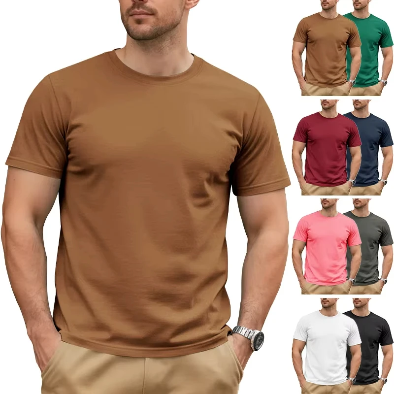 Mens-Heavyweight-Cotton-Crew-Neck-T-Shirts-Custom-Logo-Solid-Color-Short-Sleeve-Tees-Factory-Direct-OEM-Bulk
