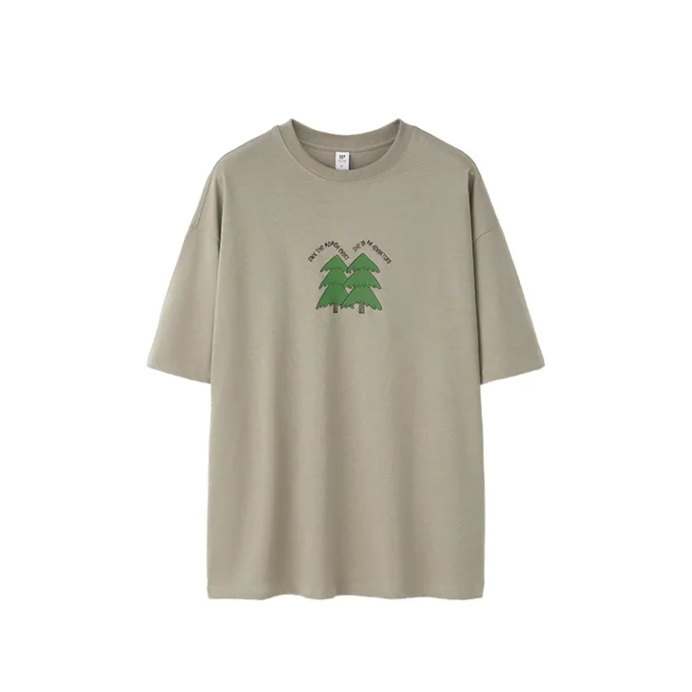 Mens-Jersey-T-shirt-200G-100-Cotton-Solid-Spring-Summer-New-Heavy-Loose-Leisure-Short-Sleeve-Anti-pilling