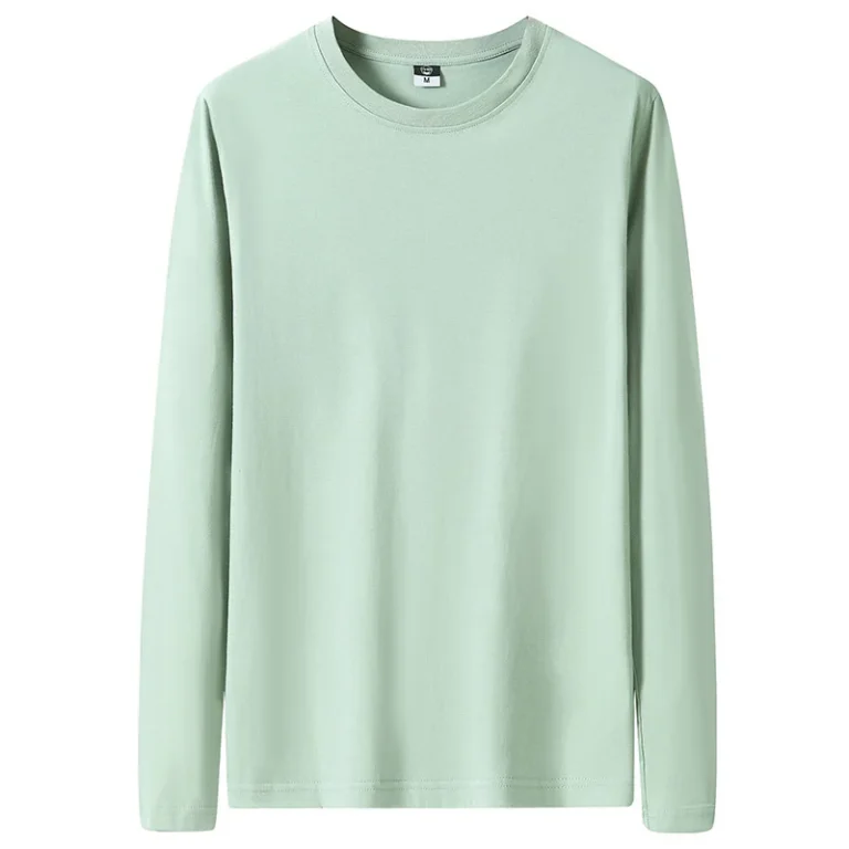 Mens-Long-Sleeve-T-Shirt-Casual-Plain-Blank-100-Cotton