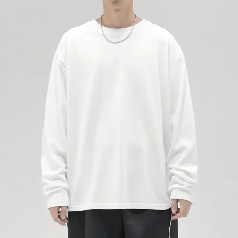 Mens-Long-Sleeve-T-shirt-Spring-Autumn-Loose-Fit-Solid-Color-Breathable-Cotton-Blank-Design-Teenager-Round-Neck-Top