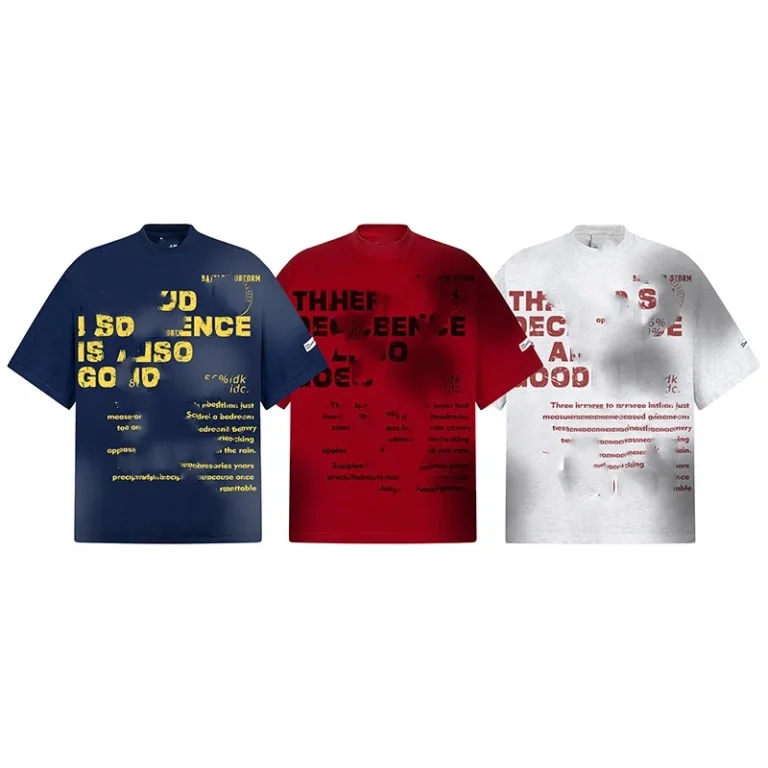 Mens-Loose-Streetwear-T-Shirt-250GSM-Heavyweight-100-Cotton-Brick-Graffiti-Printed-Rhinestones