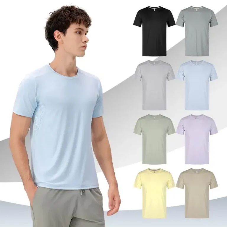 Mens-Multi-Color-90Polyester-10Spandex-Loose-Fit-Crew-Neck-Short-Sleeve-Quick-Dry-Breathable-Casual-T-Shirt