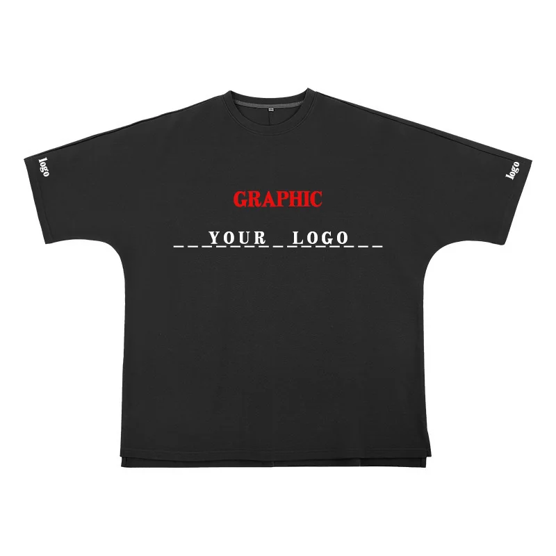 Mens-Oversized-Custom-DTG-Puff-Print-T-shirt-Crew-Neck-Drop-Shoulder-Boxy-Tee-Heavyweight-Plain-Casual-T-Shirt