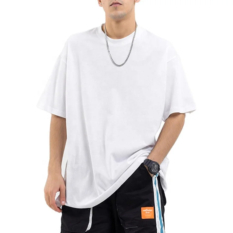 Mens-Plus-Size-Summer-Cotton-T-Shirt-Custom-Private-Logo-Basic-Simple-Solid-White-Oversized-Jersey-Casual-Style