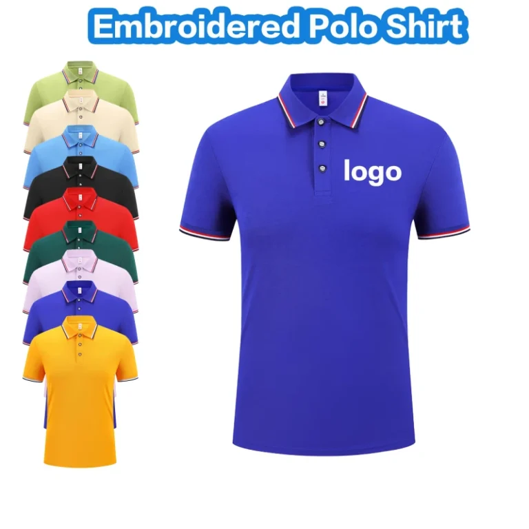 Mens-Polo-Shirt-with-a-Solid-Color-Pattern-Featuring-a-Custom-Logo-Offering-Customizable-Design
