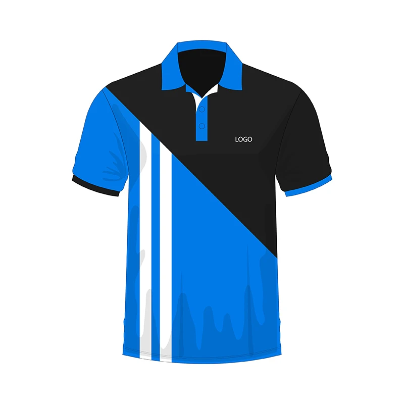 Mens-Polo-T-Shirt-Breathable-100-Polyester-Striped-Knitted-Fabric-Sublimation-Collar-Design-with-Color-Combination