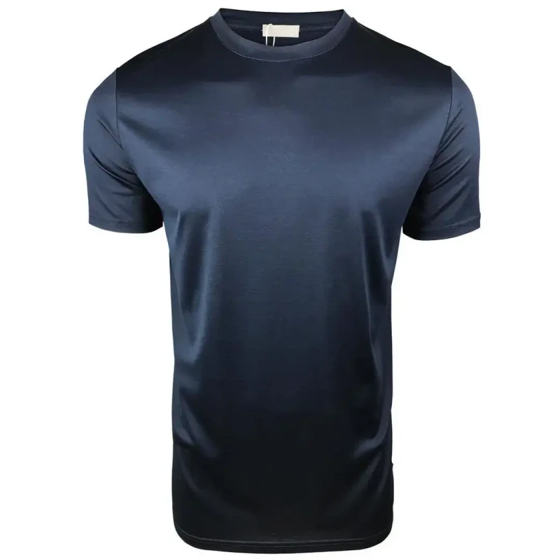 Mens-Premium-Mercerized-Cotton-T-Shirt-Shiny-Solid-Color-Round-Neck-Custom-Logo-Blank-Gym-Casual-Tee
