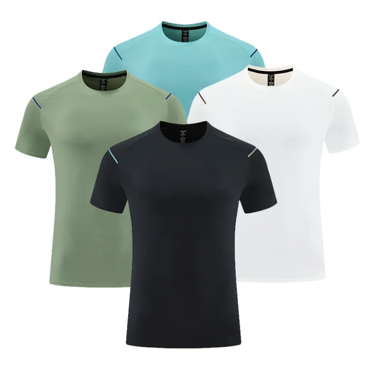 Mens-Quick-Dry-Gym-Workout-Shirts-Spandex-High-Performance-Activewear-Solid-Pattern-Short-Sleeve-T-Shirt