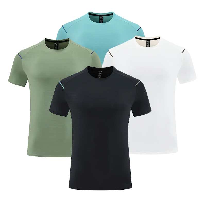Mens-Quick-Dry-Gym-Workout-Shirts-Spandex-High-Performance-Activewear-Solid-Pattern-Short-Sleeve-T-Shirt