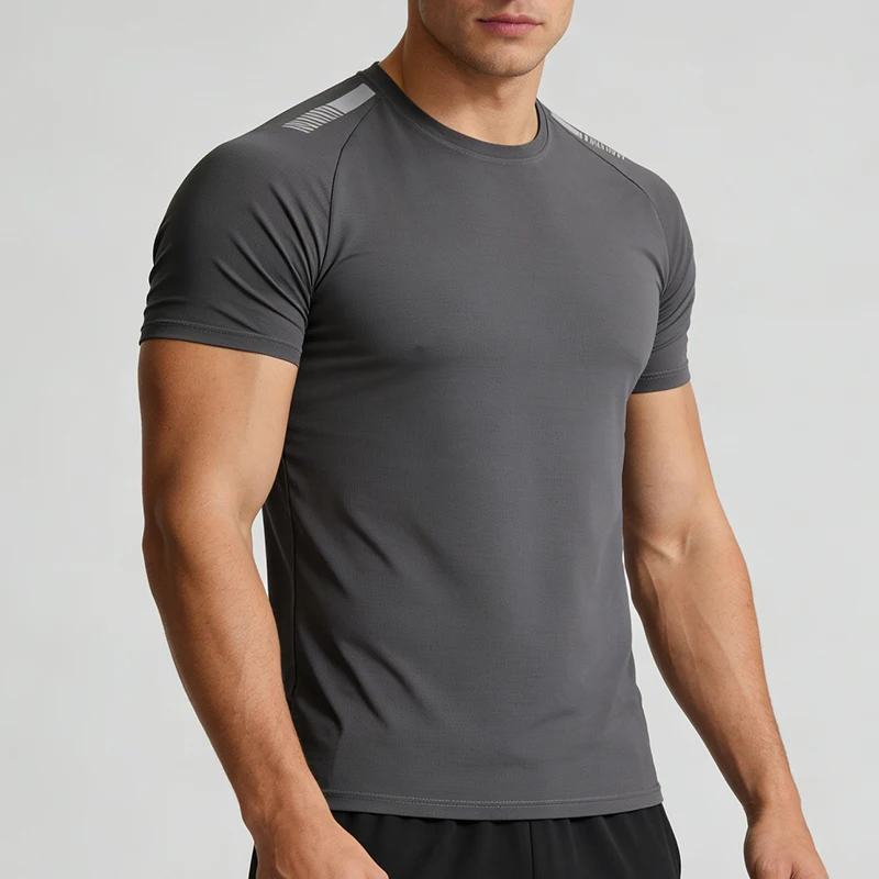 Mens-Regular-Fit-Performance-Sporty-Crew-Neck-Short-Sleeve-Quick-Drying-Lightweight-Four-Way-Stretch-Breathable-100-Polyester