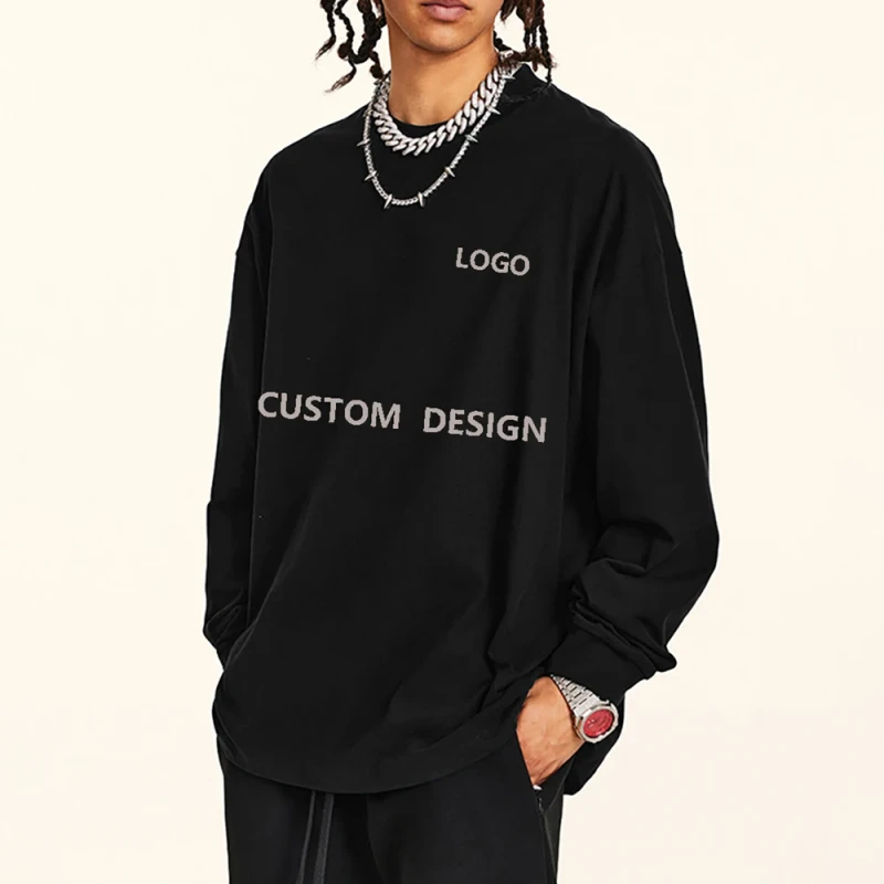 Mens-Round-Neck-Heavyweight-Streetwear-Long-Sleeve-T-Shirt-Oversized-Cotton-T-Shirt