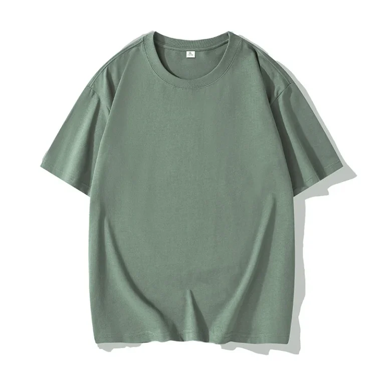 Mens-Short-Sleeve-T-Shirt-Cotton-Drop-Shoulder-Cooling-Breathable-Loose-Fit-Crew-Neck-Solid-Color