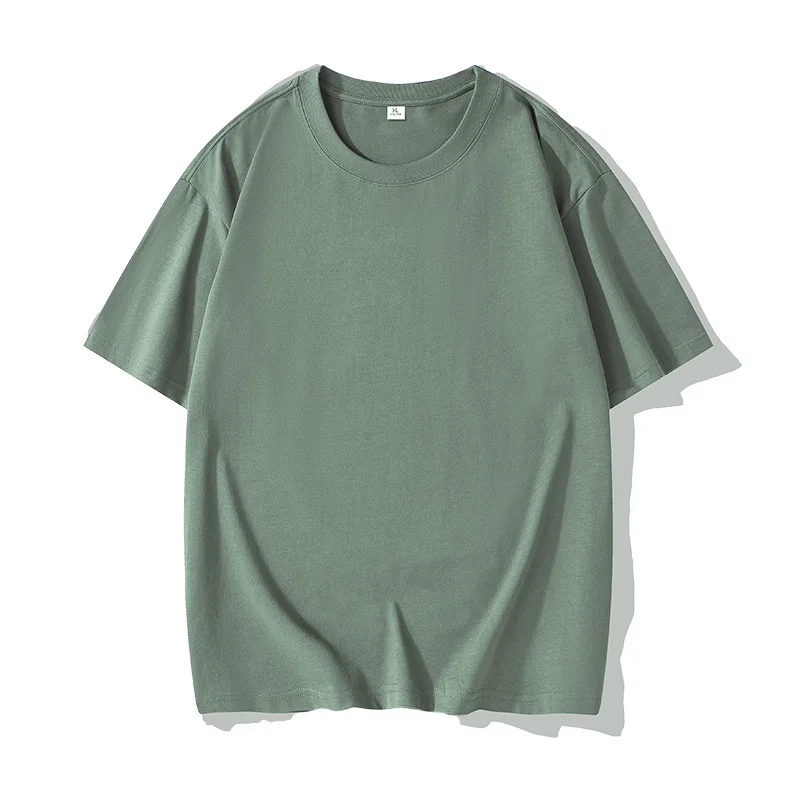 Mens-Short-Sleeve-T-Shirt-Cotton-Drop-Shoulder-Cooling-Breathable-Loose-Fit-Crew-Neck-Solid-Color