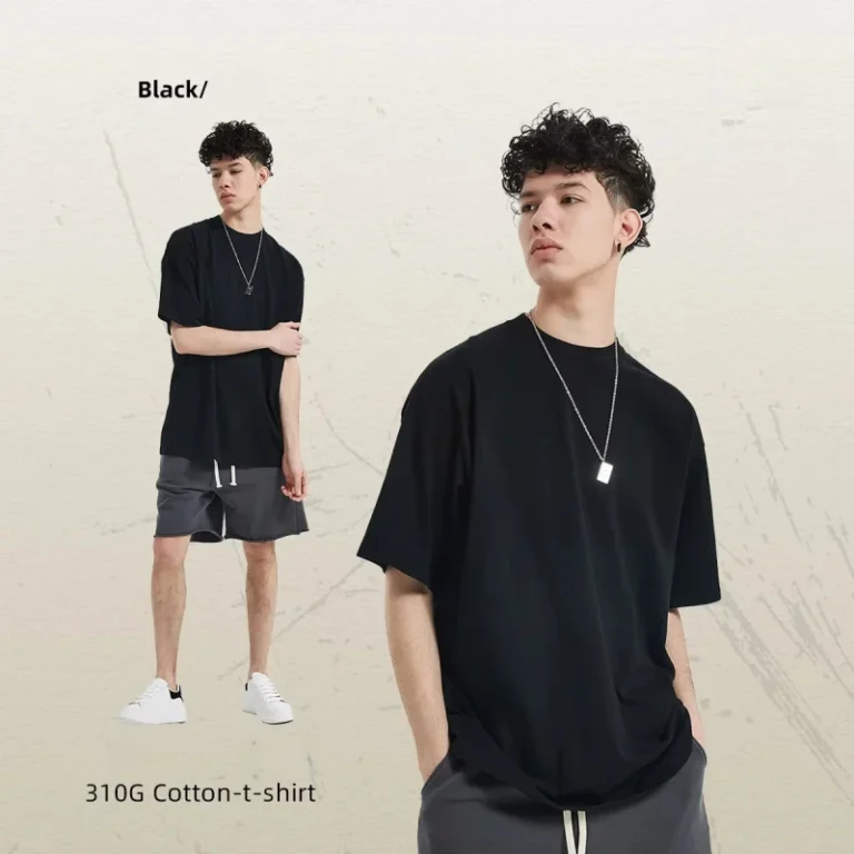 Mens-Short-Sleeve-T-Shirt-High-Quality-310g-Heavy-Loose-Fit-for-Brand-Men-and-Women-Water-Washing-Resistant