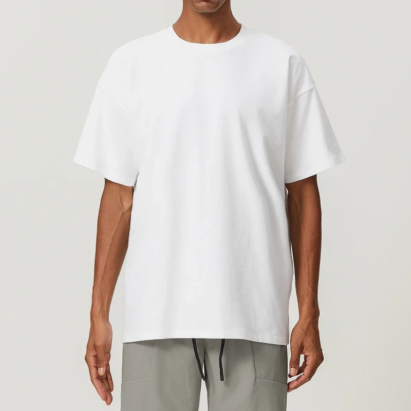 Mens-Short-Sleeve-T-shirt-260-Gsm-Plus-Size-Casual-Summer-Shirts-Drop-Shoulder-100-Cotton-T-shirt