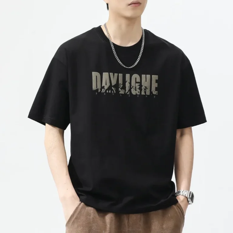 Mens-Short-Sleeved-T-Shirt-Cotton-Summer-Plus-Size-Loose-Fit-Top