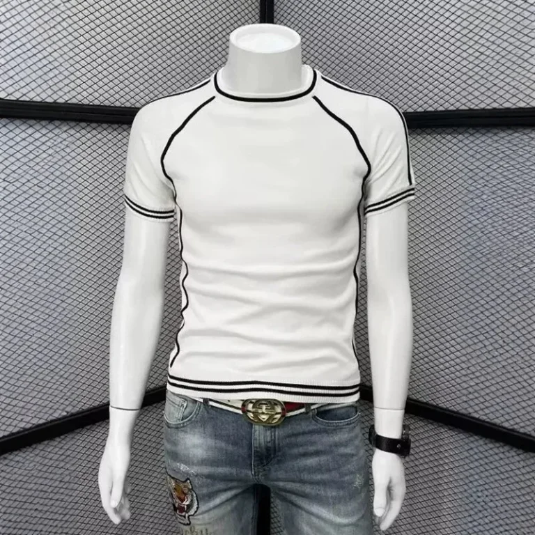 Mens-Short-Sleeved-T-Shirt-Summer-Fashion-Business-Casual-Round-Neck-Versatile-Top