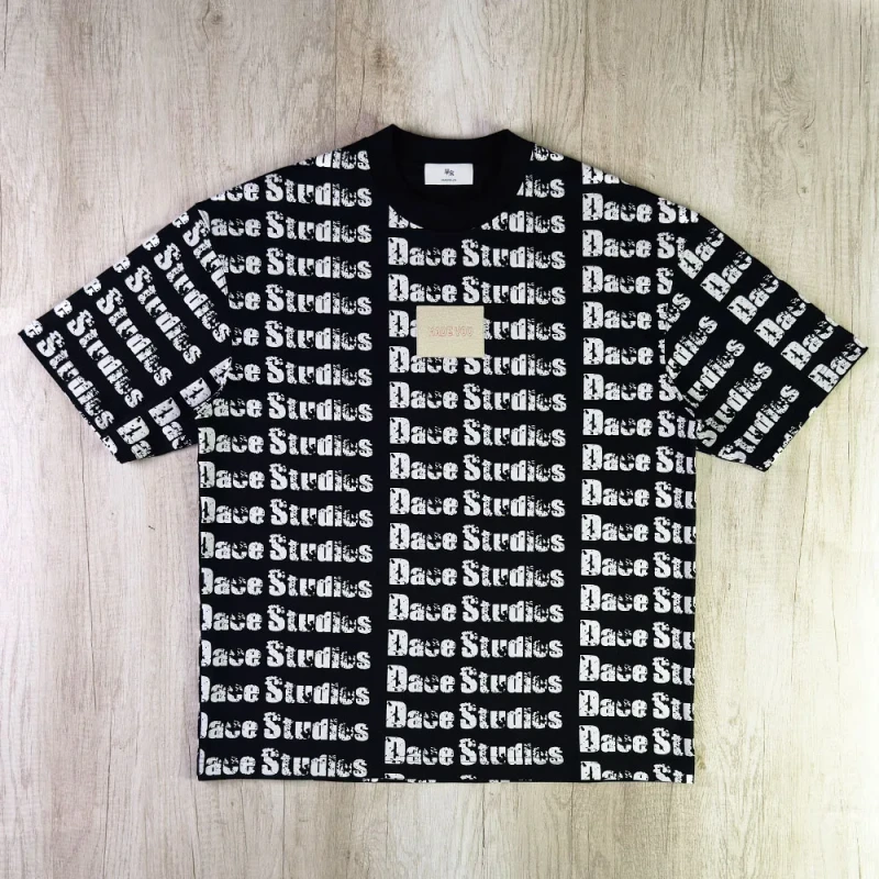 Mens-Short-Tee-Custom-Oversized-Heat-Press-T-Shirt-with-All-Over-Print-Letter-Pattern-Knitted-Cotton-Puff-Print-Label
