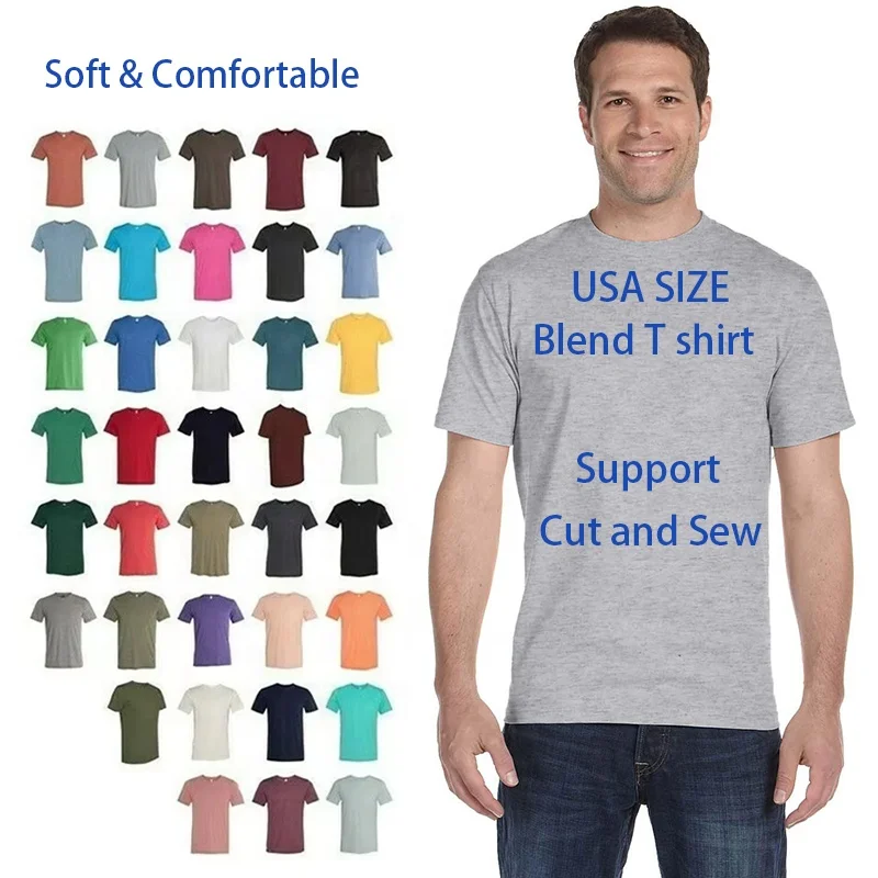 Mens-Soft-Comfortable-Shirts-OEM-T-shirt-Printed-Logo-Plain-T-shirt-Blend-60-Cotton-40-Polyester-Custom-T-Shirt