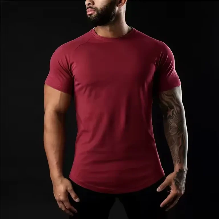 Mens-Sporty-Style-Cotton-Spandex-Short-Sleeve-T-Shirt-Lightweight-Comfort-Cool-Quick-Dry-Breathable-Knitted-200-Grams-Summer