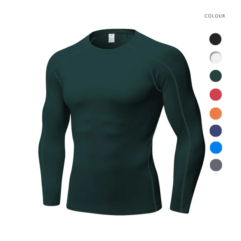 Mens-Spring-Tight-Fitness-Running-Training-T-Shirt-Stretch-Breathable-Quick-Dry-Long-Sleeve-Compression