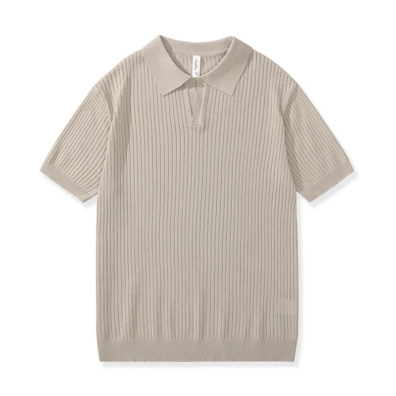 Mens-Striped-Short-Sleeved-Knitted-Polo-Shirt-Loose-Fit-Casual-Mens-Polo-T-Shirts-Comfortable